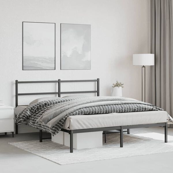 Vidaxl Cadre de lit 160 x 200 cm en métal noir avec tête de lit - 41% de remise