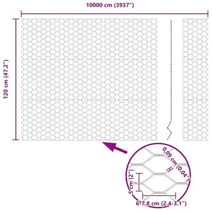 Vidaxl Grillage hexagonal en PVC 1,2 x 100 m - Vert - 34% de remise