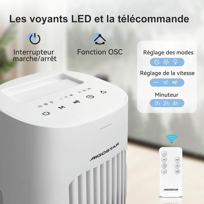 Ventilateur colonne blanc taille L - 40% de remise