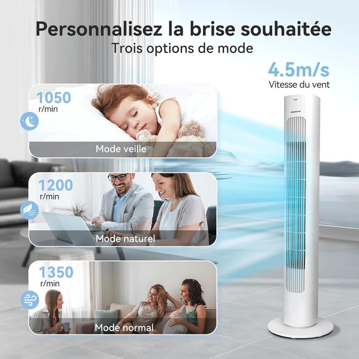 Ventilateur colonne blanc taille L - 40% de remise