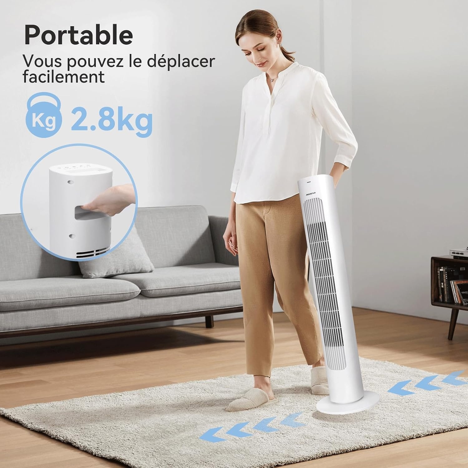 Ventilateur colonne blanc taille L - 40% de remise