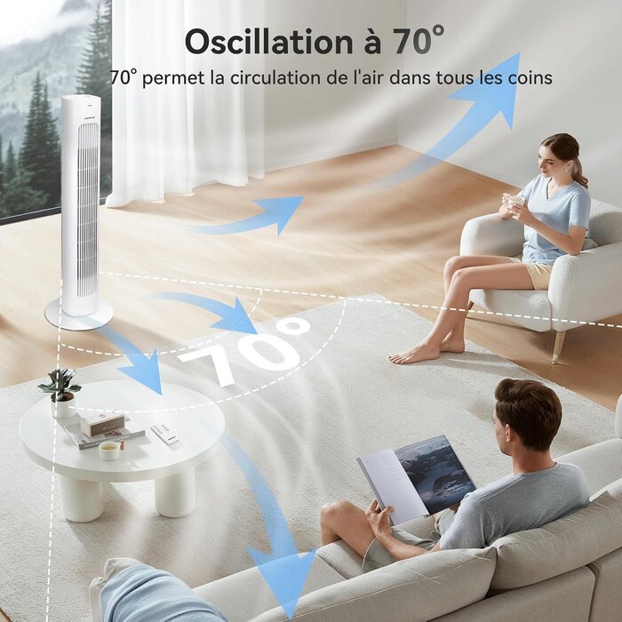 Ventilateur colonne blanc taille L - 40% de remise