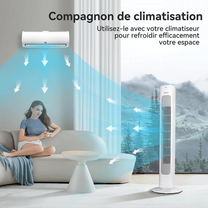 Ventilateur colonne blanc taille L - 40% de remise