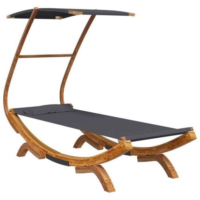 Vidaxl Bain de soleil avec auvent - Bois cintré - Anthracite - 41% de remise