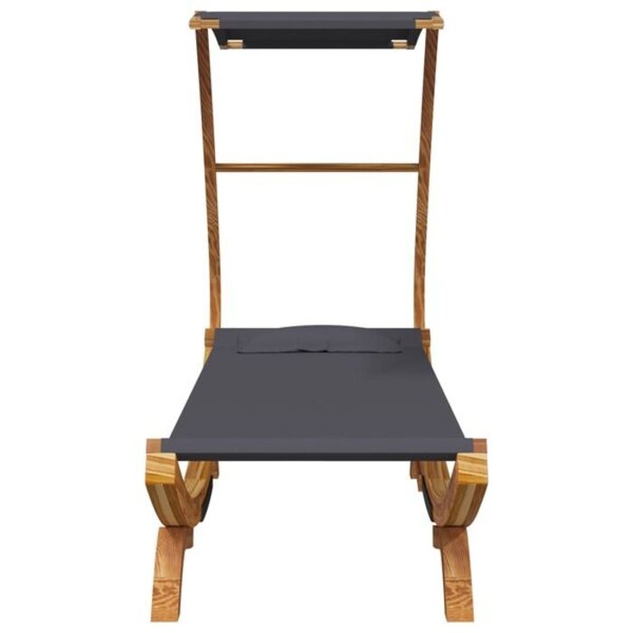 Vidaxl Bain de soleil avec auvent - Bois cintré - Anthracite - 41% de remise