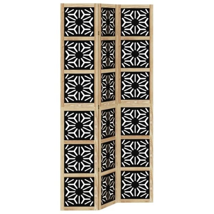 Vidaxl Paravent 3 panneaux en bois de paulownia noir - 40% de remise