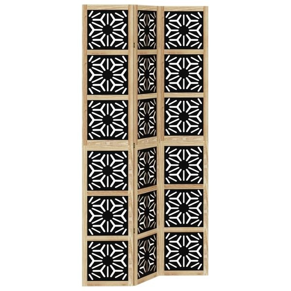Vidaxl Paravent 3 panneaux en bois de paulownia noir - 40% de remise