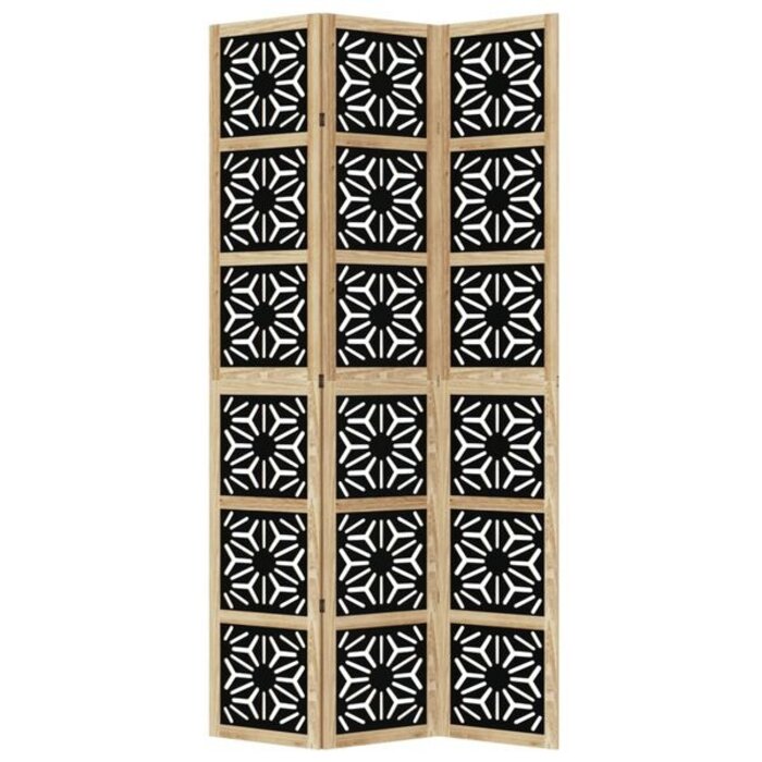 Vidaxl Paravent 3 panneaux en bois de paulownia noir - 40% de remise