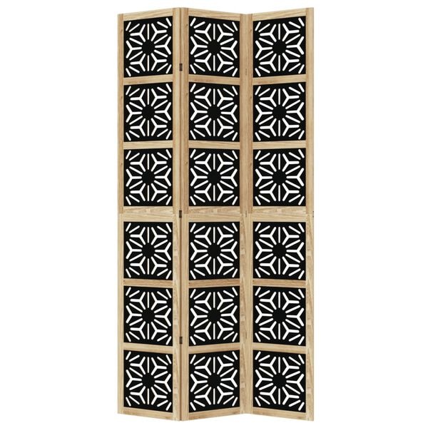 Vidaxl Paravent 3 panneaux en bois de paulownia noir - 40% de remise
