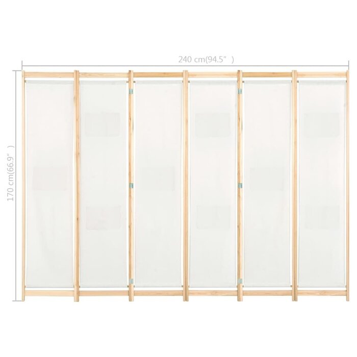 Vidaxl Paravent 6 panneaux crème - 240x170cm - 40% de remise