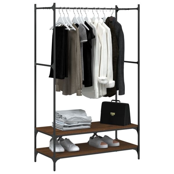 Vidaxl Portant à vêtements avec étagères bois chêne - 100 x 162,5 cm - 40% de remise