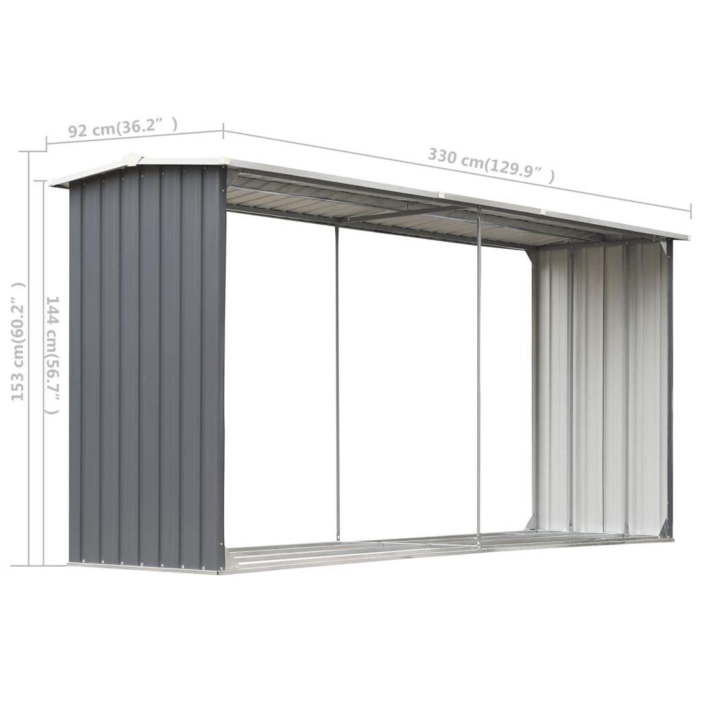 Vidaxl Abri pour bois de chauffage en acier galvanisé - 330x92x153 cm - 35% de remise