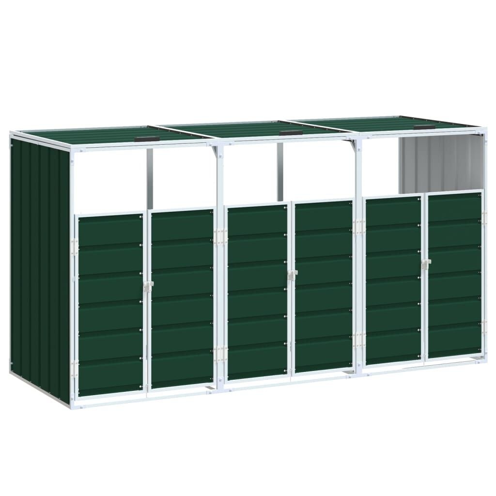 Vidaxl Abri pour 3 poubelles en acier vert 216x81x115 cm - 41% de remise