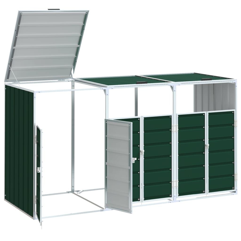 Vidaxl Abri pour 3 poubelles en acier vert 216x81x115 cm - 41% de remise