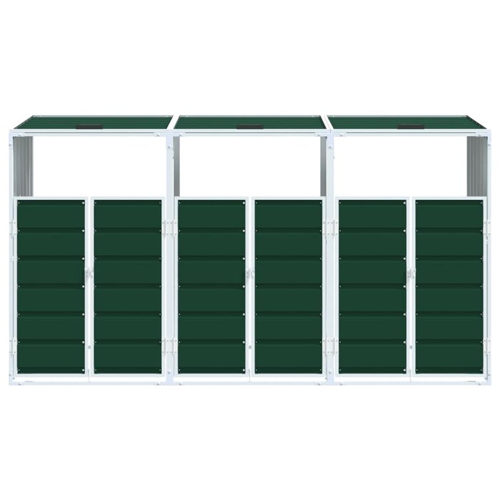 Vidaxl Abri pour 3 poubelles en acier vert 216x81x115 cm - 41% de remise