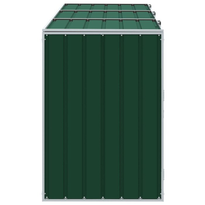 Vidaxl Abri pour 3 poubelles en acier vert 216x81x115 cm - 41% de remise