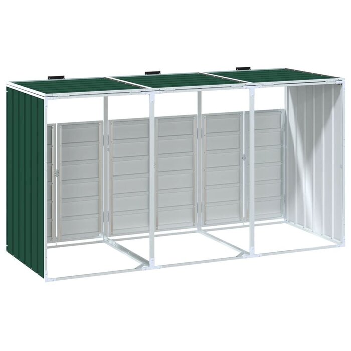 Vidaxl Abri pour 3 poubelles en acier vert 216x81x115 cm - 41% de remise