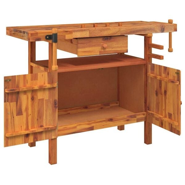 Vidaxl Établi en bois d'acacia massif avec tiroir et étaux - 41% de remise