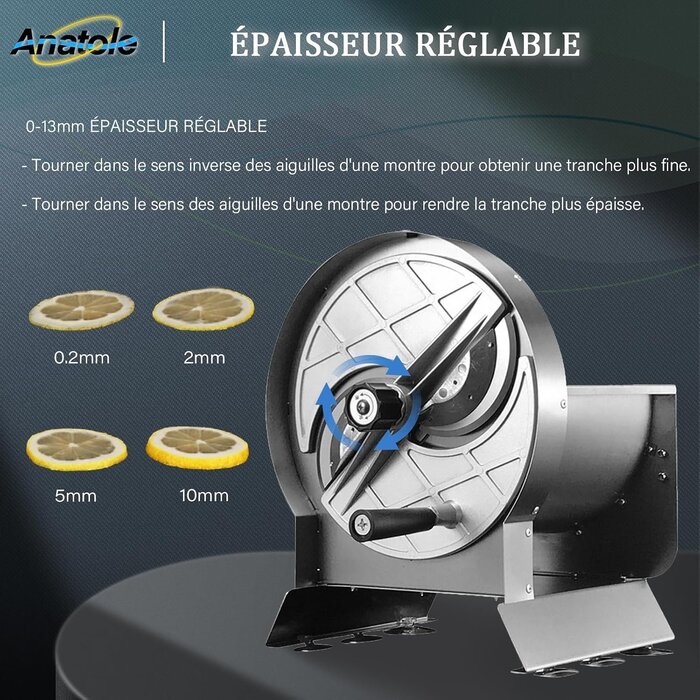 Trancheuse manuelle inox - 41% de remise - Épaisseur réglable 0-13 mm