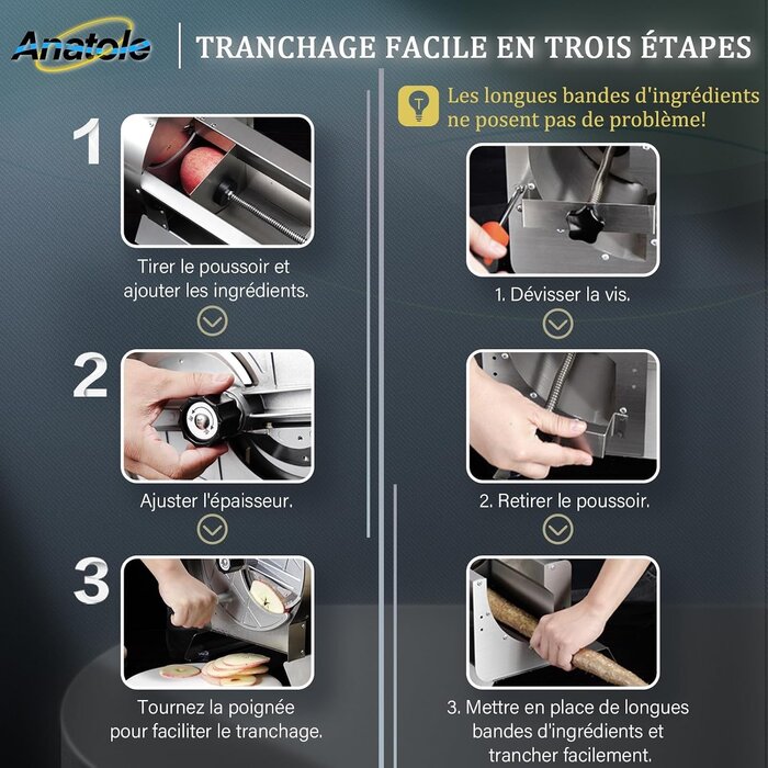 Trancheuse manuelle inox - 41% de remise - Épaisseur réglable 0-13 mm