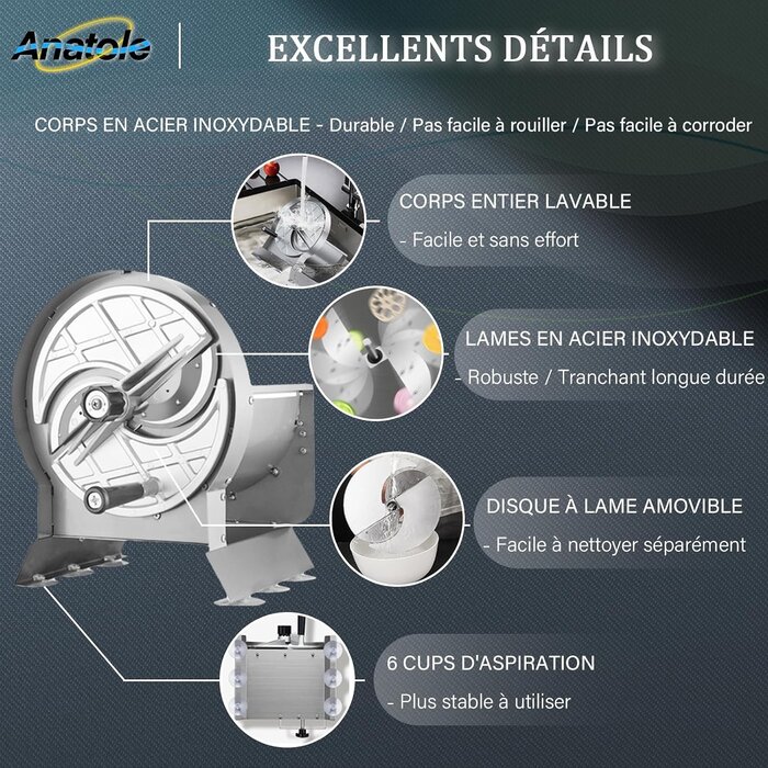 Trancheuse manuelle inox - 41% de remise - Épaisseur réglable 0-13 mm