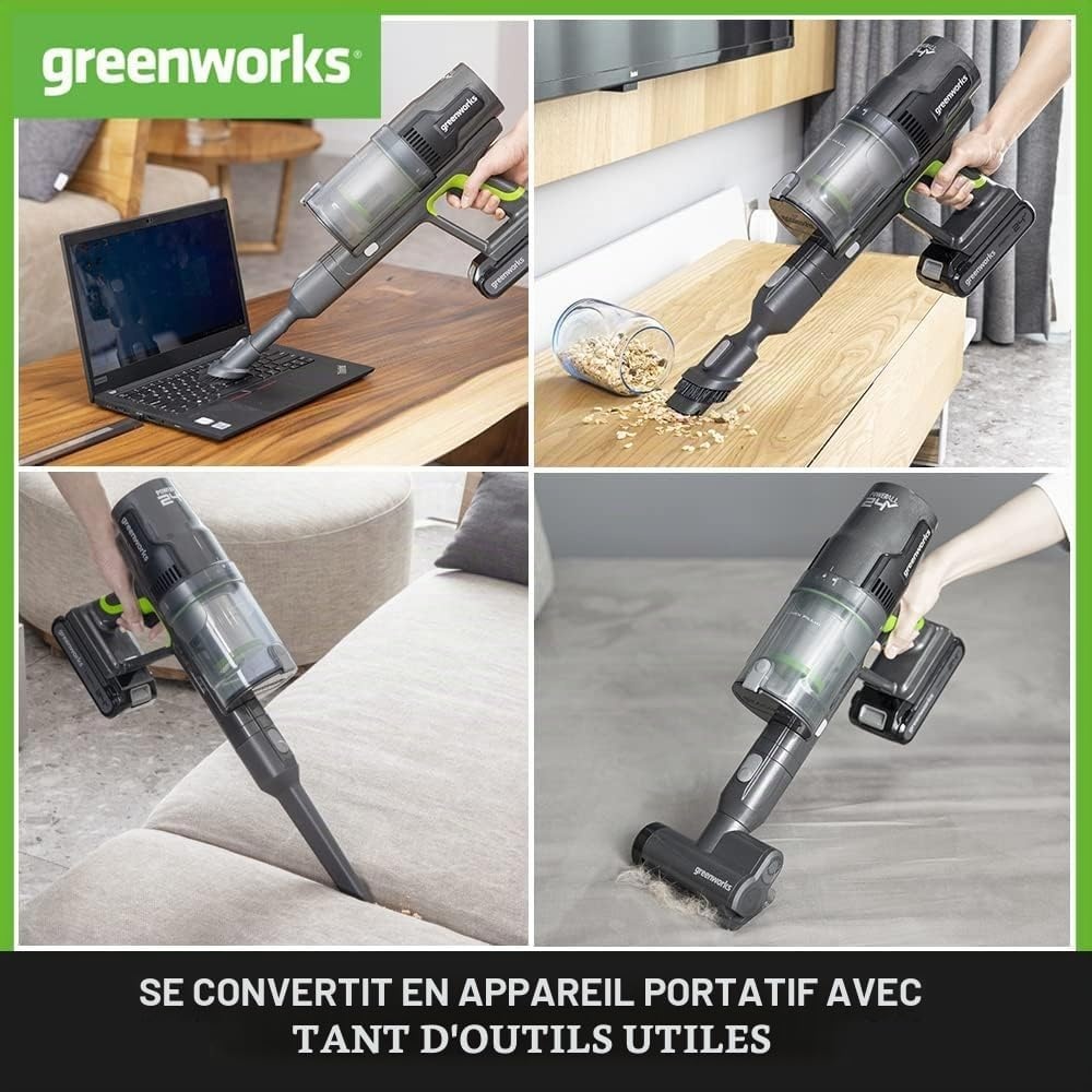 Aspirateur Balai Sans Fil 24V 500W - Vert - 41% de remise