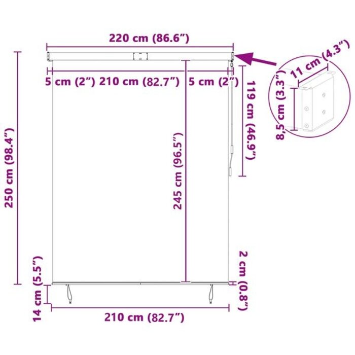 Vidaxl Store enrouleur extérieur 220x250cm anthracite - 41% de remise