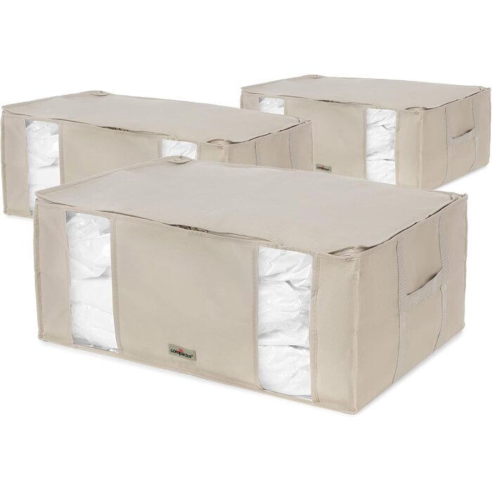 Lot de 3 boîtes de rangement sous vide XXL 210L beige - 33% de remise