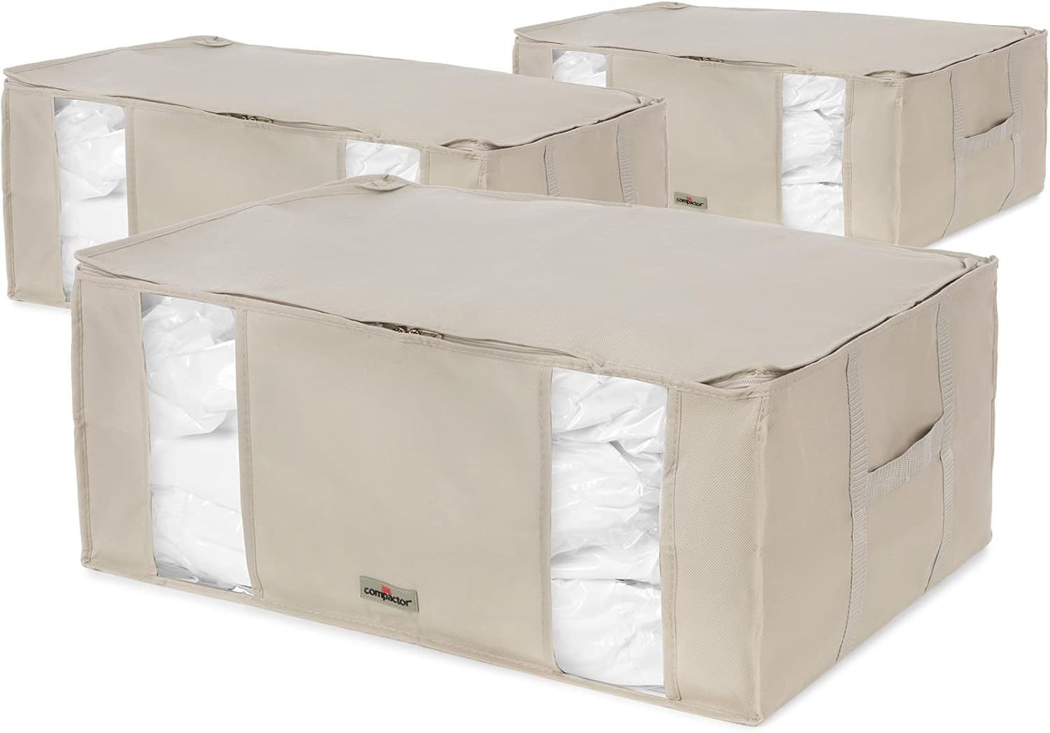 Lot de 3 boîtes de rangement sous vide XXL 210L beige - 33% de remise