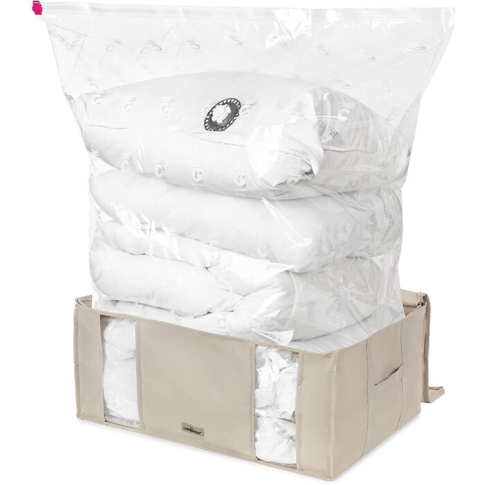 Lot de 3 boîtes de rangement sous vide XXL 210L beige - 33% de remise