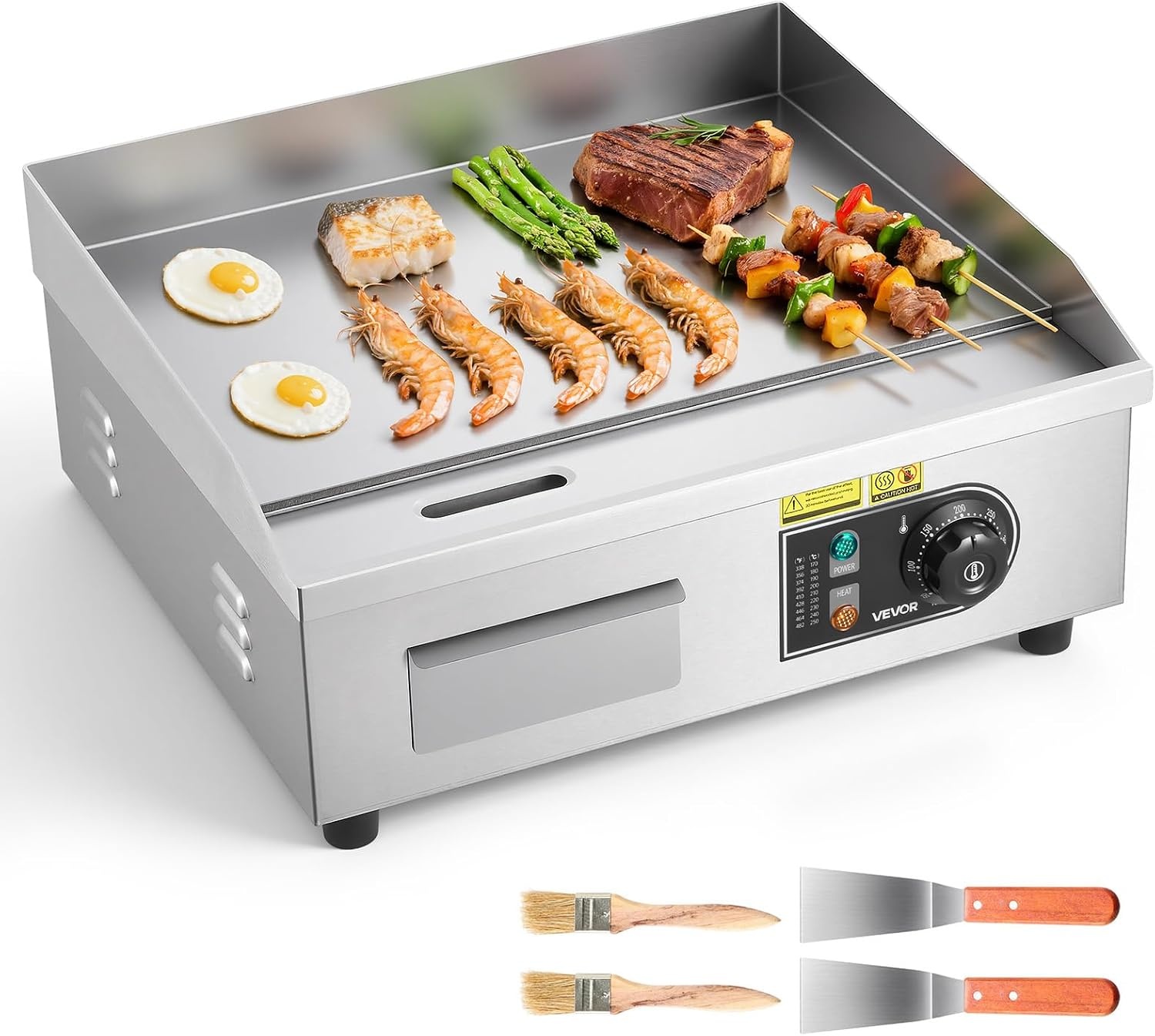 Plaque de cuisson pro électrique 2800W Chrome Taille M - 36% de remise