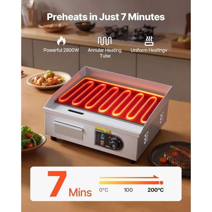 Plaque de cuisson pro électrique 2800W Chrome Taille M - 36% de remise