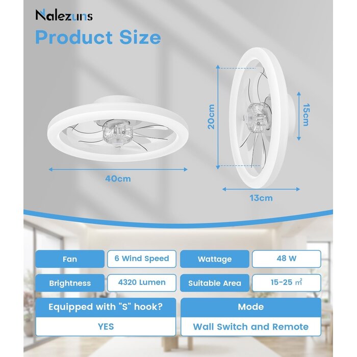 Ventilateur de plafond LED 40cm, 6 vitesses, connecté - 41% de remise