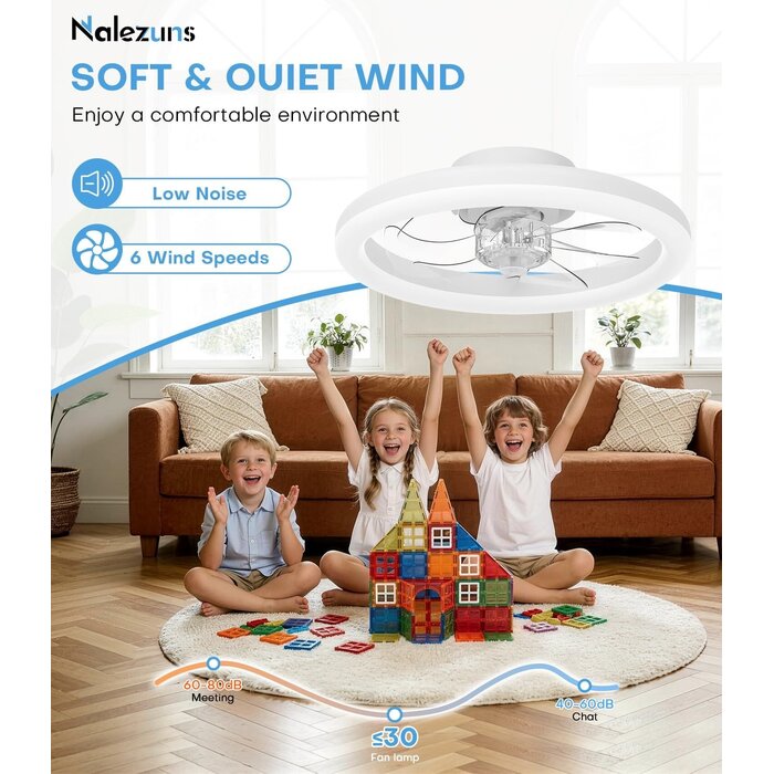 Ventilateur de plafond LED 40cm, 6 vitesses, connecté - 41% de remise