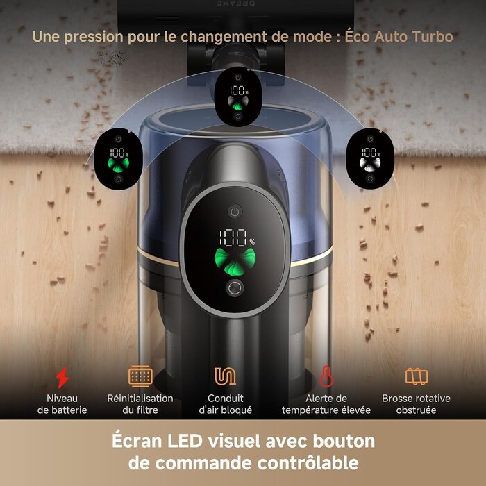 Dreame Aspirateur Balai Sans Fil 26000 Pa - 90 min d'autonomie - 42% de remise