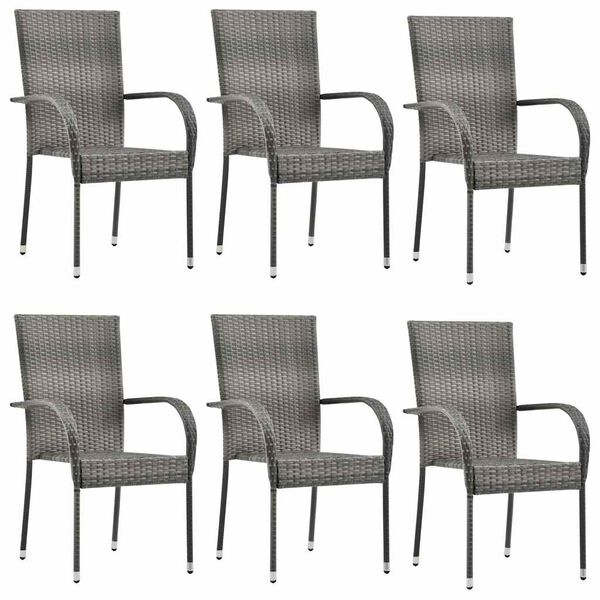 Vidaxl Lot de 4 chaises de jardin empilables, rotin PE gris - 41% de remise