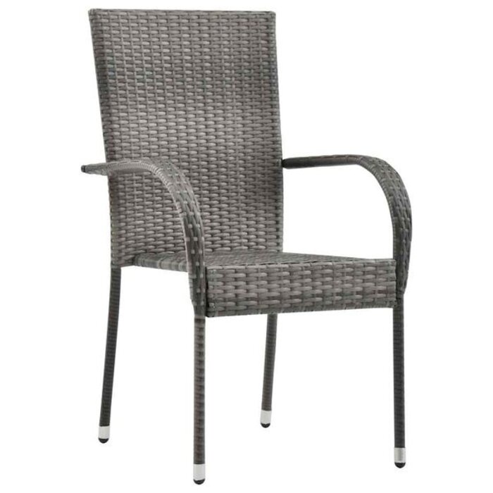 Vidaxl Lot de 4 chaises de jardin empilables, rotin PE gris - 41% de remise