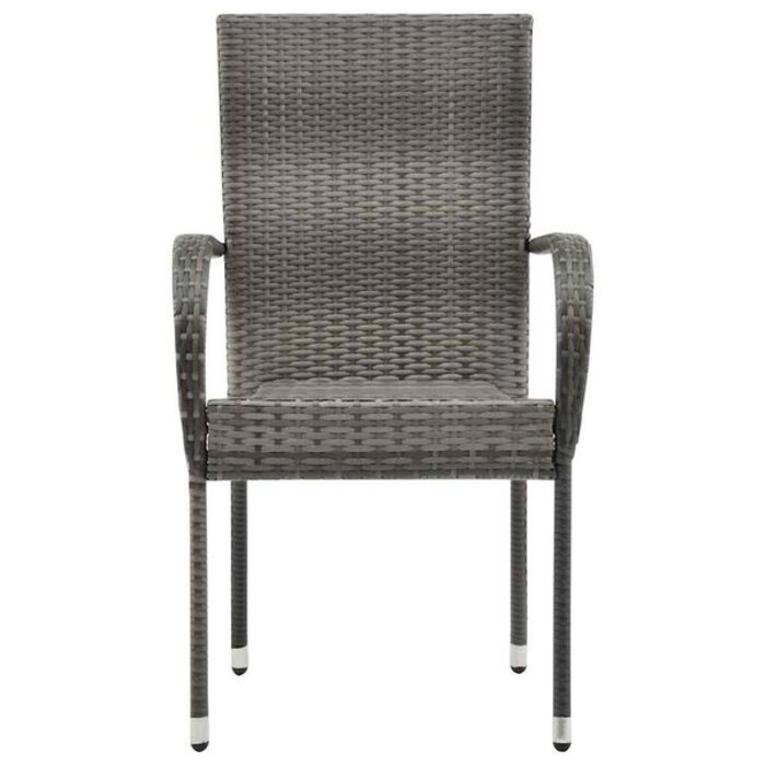 Vidaxl Lot de 4 chaises de jardin empilables, rotin PE gris - 41% de remise