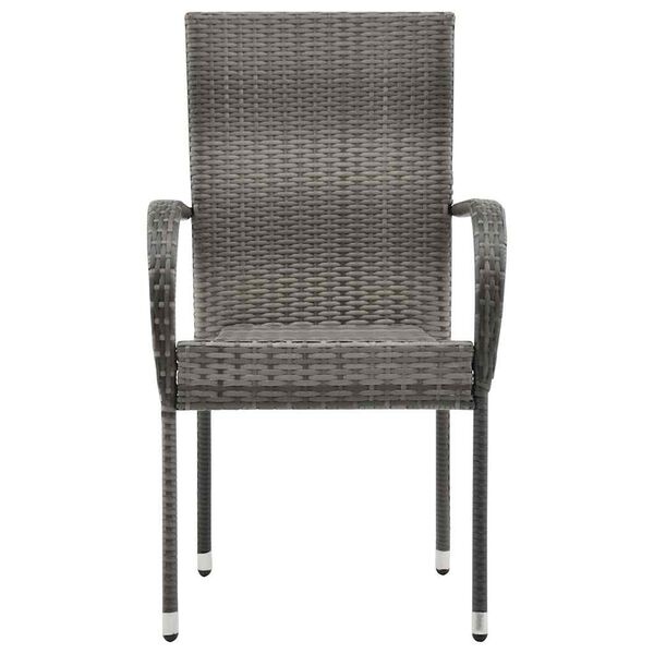 Vidaxl Lot de 4 chaises de jardin empilables, rotin PE gris - 41% de remise