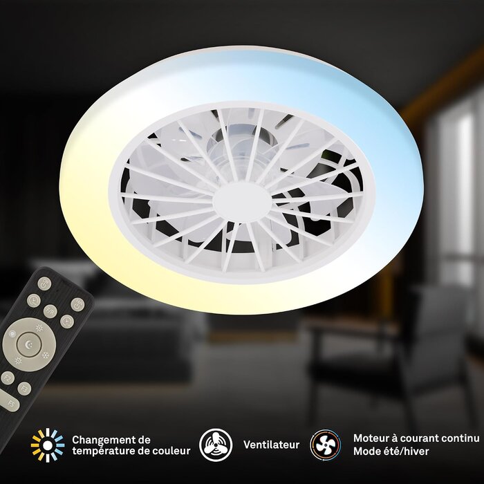 Ventilateur de plafond LED dimmable Ø38cm - Blanc - 39% de remise
