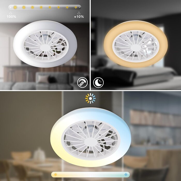 Ventilateur de plafond LED dimmable Ø38cm - Blanc - 39% de remise