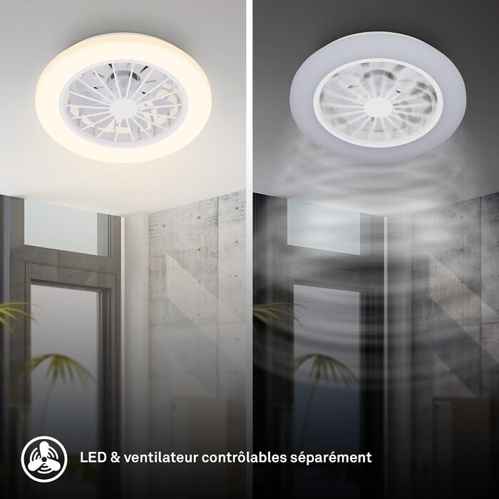 Ventilateur de plafond LED dimmable Ø38cm - Blanc - 39% de remise