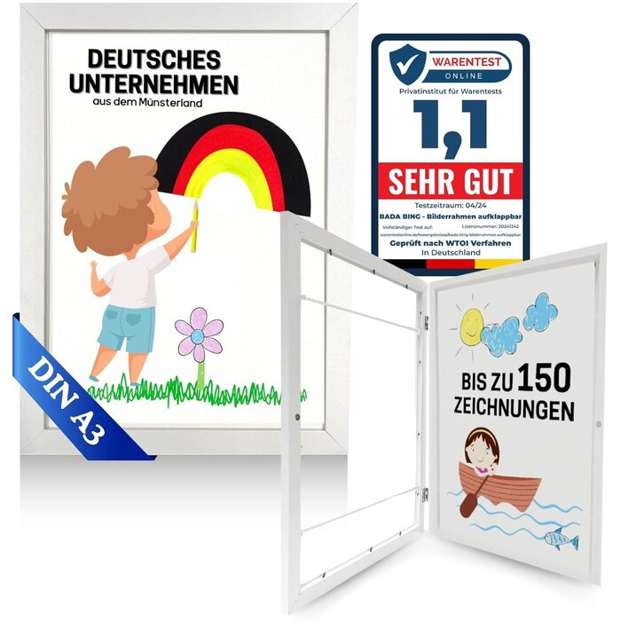 Cadre interchangeable A3 pour dessins d'enfants Blanc - 35% de remise