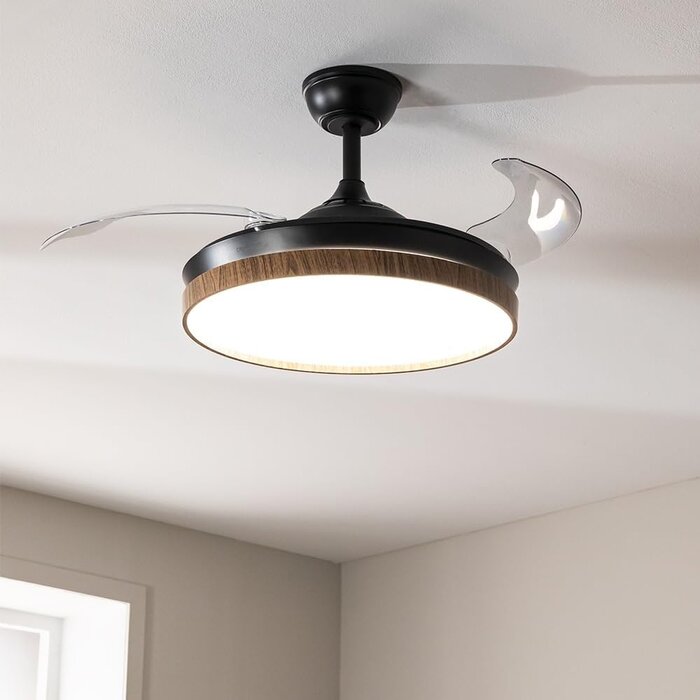 Cecotec Ventilateur plafond 106cm Noir/Bois LED - 41% de remise - État déballé
