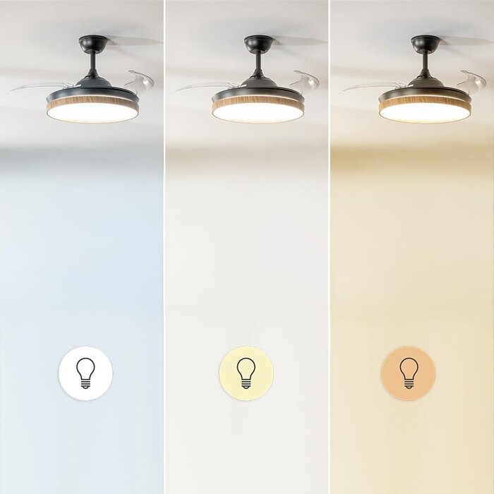 Cecotec Ventilateur plafond 106cm Noir/Bois LED - 41% de remise - État déballé