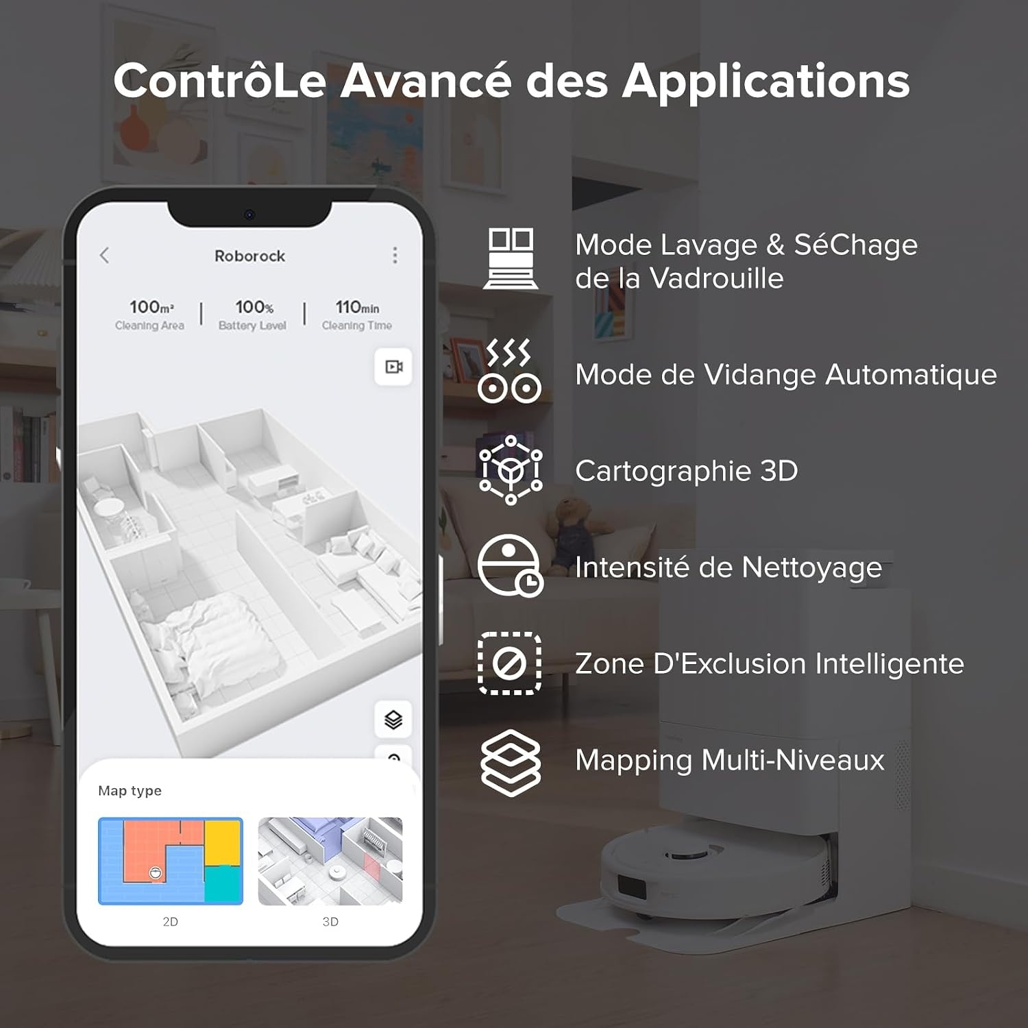 Robot aspirateur laveur avec station auto-nettoyante - 42% de remise