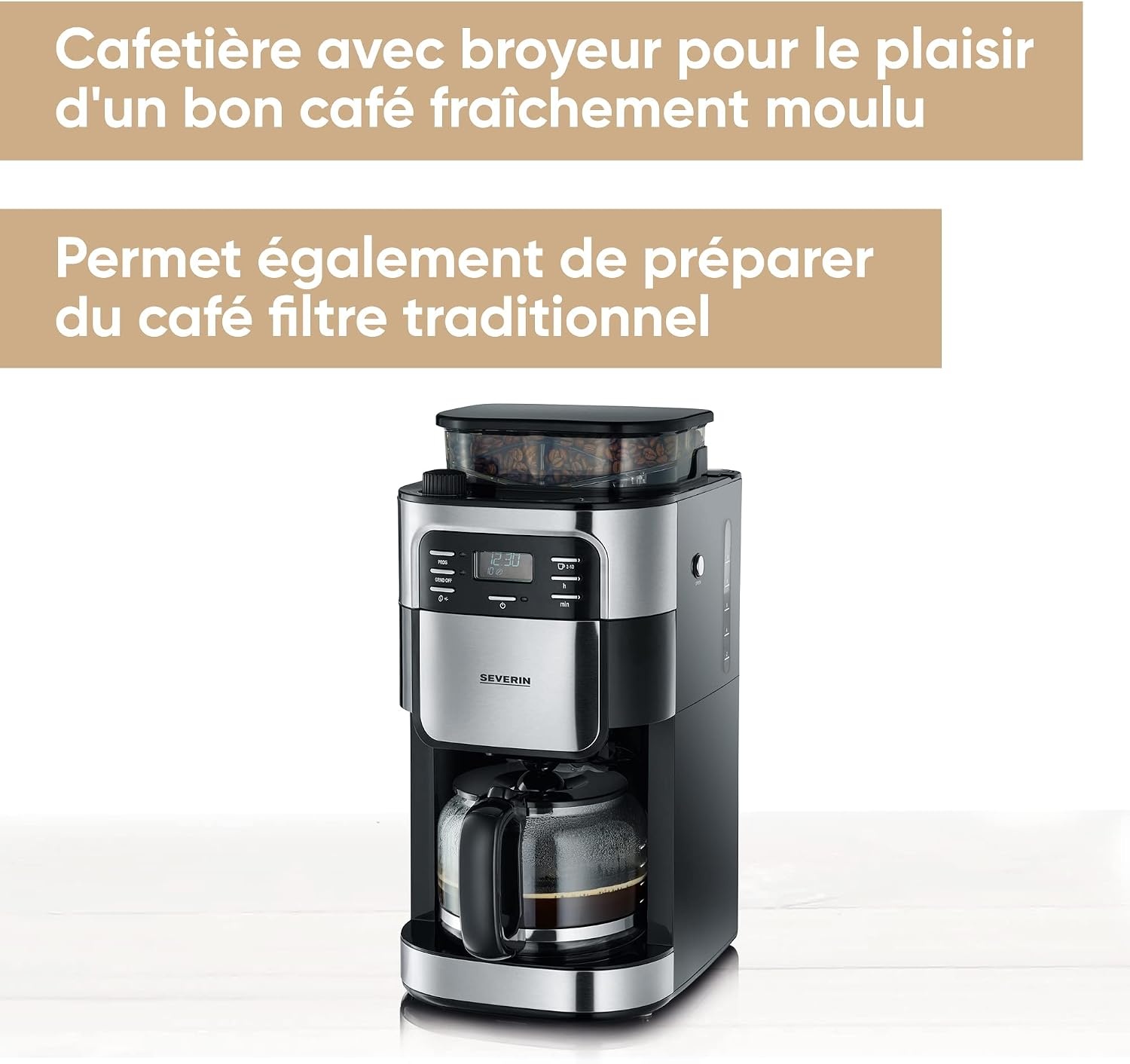 Cafetière avec broyeur 10 tasses - 35% de remise