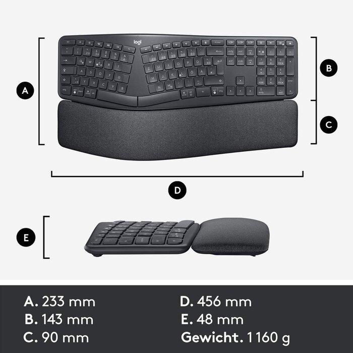 Logitech Clavier ergonomique sans fil QWERTZ - Noir - 40% de remise