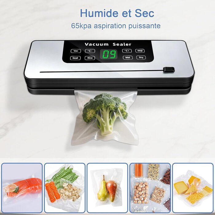 Machine sous vide automatique 65 kPa avec 20 sacs - 37% de remise