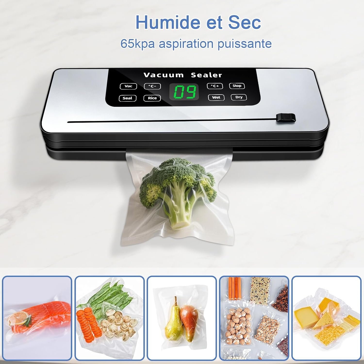Machine sous vide automatique 65 kPa avec 20 sacs - 37% de remise